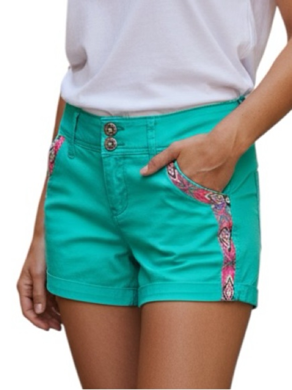 DAYTRIP: Green Capricorn Embellished Stretch Short - Size 25
